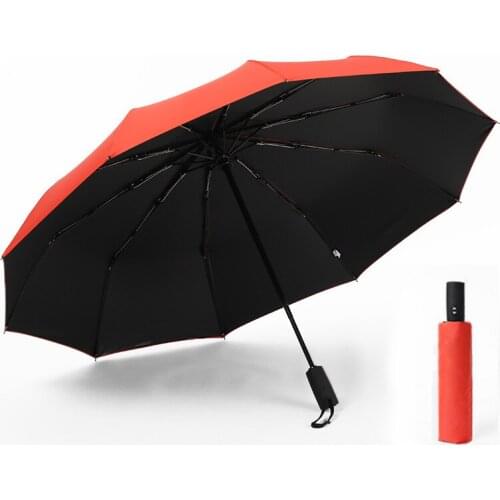 Ten bone automatic umbrella black plastic anti-UV sunshade folding three fold umbrella double dual-use umbrella