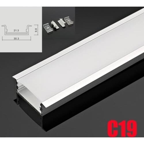 C19 10 Sets 100cm U Shape Recess LED Aluminum Channel System With Diffuse Cover End Caps Aluminum Profile for LED Bar Lights