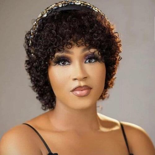 Human Black Women Beauty Forever 8 Inch Short Asteria Deep Spiral Curly Wigs Brazilian Kinky Human Natural Hair Glueless Wigs
