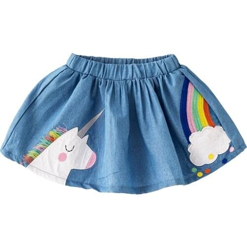 Jumping Meters New Arrival Baby Skirts With Unicorn Rainbow Applique Fashion Childrens Clothes Bottom Girls Wear