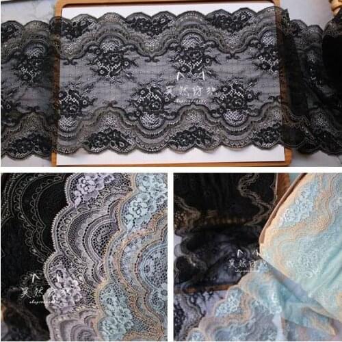 1 Meter 3 Colors Stretch Lace Trims Black Blue Purple Elastic Lace Fabric For Clothing Accessories Dress Sewing Applique Costume