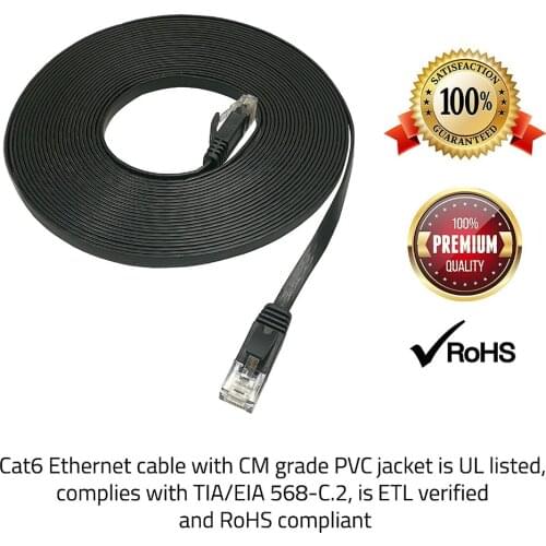 LNYUELEC CAT 6 RJ45 Networking Ethernet Patch Cord LAN Cable for Computer Router LaptopCAT6 Flat Ethernet Cable 250MHz 1000Mbps