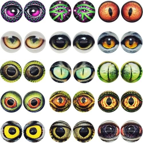 5-25pair 6-30mm Round Dragon Animal Evil Eyes Flatback Cameo Cabochons For Bracelet Earrings Lizard Glass Eyes Cabochons