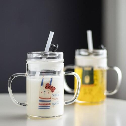 Creative Cartoon Cute Animal Straw Cup Charlie Milk Cup With Lid Student Water Cup Glass Japanese Handmade Colorful Glasses