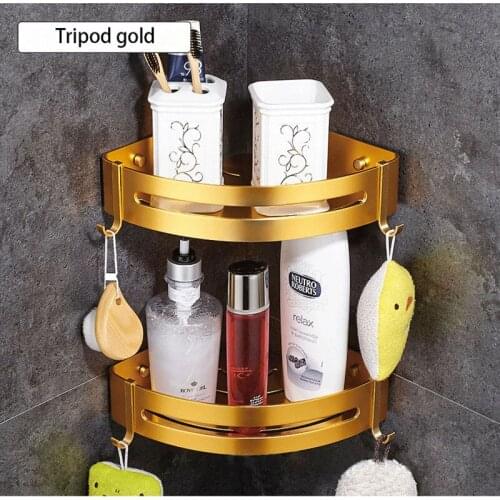 Kitchen Storage Space Aluminum Shelves Shower No Punching Shower Caddy Sheves Basket Bathroom Shelf Adhesive Suction Corner