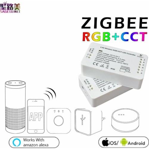 DC12-24V ZIGBEE Led Controller Smart APP RGB +CCT WW CW RGBW zigbee strip controller LED Dimmer work Amazon Alexa Echo