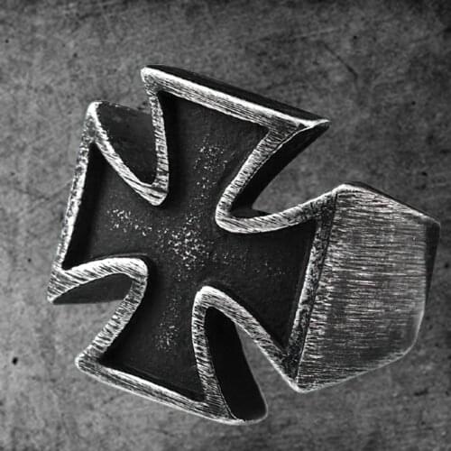 Stainless Steel World-War-Ii Iron Cross Mans Fashion Ring German Vintage Rings Personality