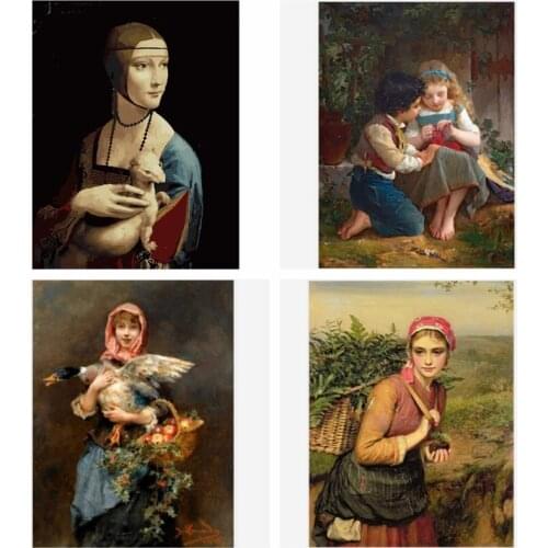 Classicism Beauty Girl DIY Digital Oil Painting By Numbers Paint Drawing Coloring By Number Canvas Hand Painted Modular Picture