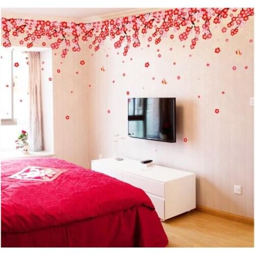 The sitting room wall stick Can remove the walls in wholesale Bedroom romantic cherry trees