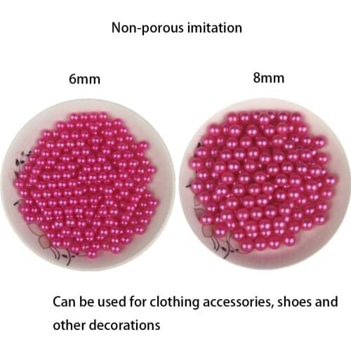 DIY rose red non-porous imitation pearl jewelry clothing accessories decoration handmade materials 6-8mm loose beads ABS