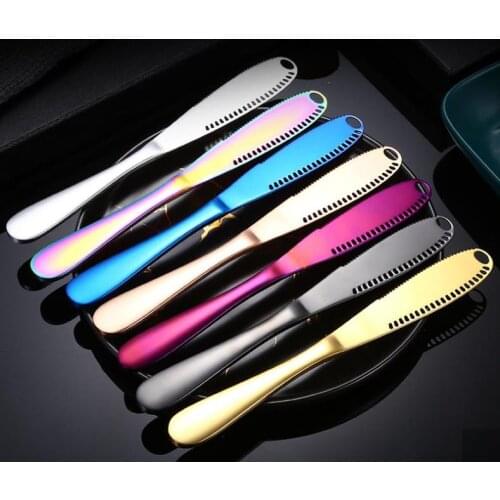 Stainless Steel Butter Knife With Hole Tools Cheese Dessert Jam Knives Cutlery Kitchen Toast Bread Jams Spreader SN1259