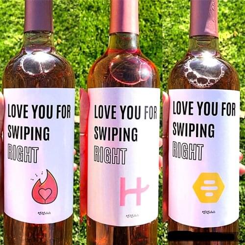 Personalized Love You Swipe Right Wine Bottle Label,Hinge Dating Apps,Cute Gift for Him for Her Boyfriend Girlfriend Anniversary