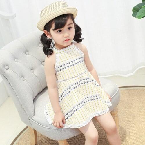 Dress for Girl 2020 Summer Kids Clothing Cotton Cute Lace Up Floral Printed Sleeveless Princess Dress Vest Dresses Girls