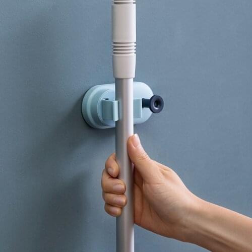 Bathroom Strong Viscose Free Punch Storage Hanger Holder Household Self-Adhesive Wall-Mounted Mop and Broom Storage Hanging Clip