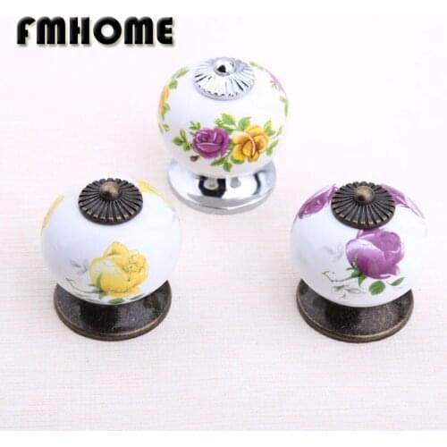 Rustico retro rural printing pumpkin ceramic drawer tv table knobs pulls bronze silver dresser kitchen cabinet cupboard handles