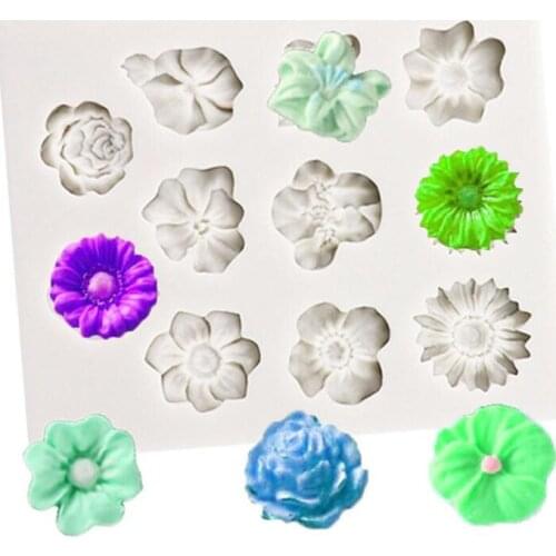 Sunflower Rose Flowers Shape Silicone Mold Cake Border DIY Decoration Chocolate Sugar Craft Polymer Clay Crafts 3D Mould Tools
