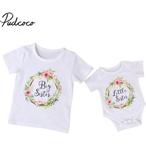 Cute Baby Girl Little Big Sister Match Clothes Hot Toddler Floral Jumpsuit Kids Print Outfits