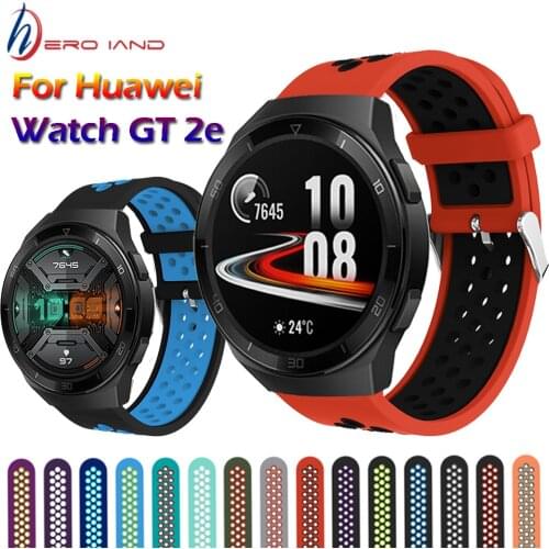 Silicone 22mm Replacement Breathable Band For Huawei watch GT 2 46mm/GT 2e sports double color strap on Huawei gt 2e watchbands