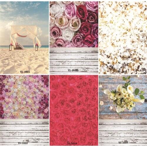 Vinyl Custom Photography Backdrops Prop Valentines Day Flower Wooden Planks Theme Photography Background #0110