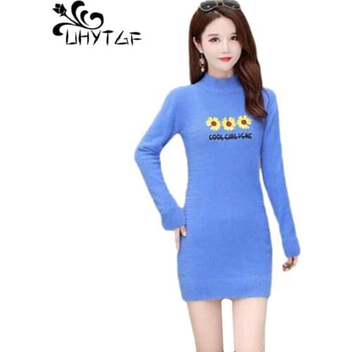 UHYTGF Mink Fleece Knitted Autumn Winter Sweaters Womens Half Turtleneck Pullover Casual Warm Tops Female Bottoming Dress 1171