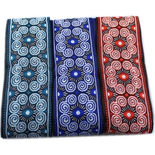 4yard embroidery ethnic jacquard webbing woven tape lace ribbon trim 5cm tribal boho DIY garment bag gift accessory cross stitch