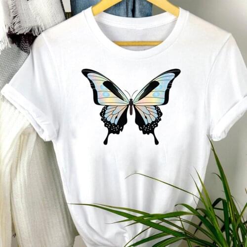 Women Clothes Butterfly Lovely New Trend 90s Cartoon Print Mujer Camisetas Regular Tee Top Tshirt Female Graphic T-shirt