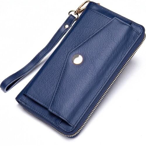 Genuine Leather Wallet Womens Wrist Bag Large Capacity Phone Bag Soft Leather Falling Pattern Coin Purse