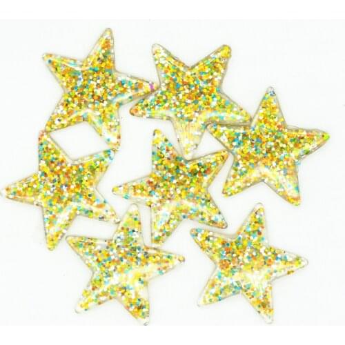 10PCS 36mm Colorful Resin Shining Confetti Star Cabochon|Resin Star Scrapbooking Embellishments|Hair Bow Center Accessories