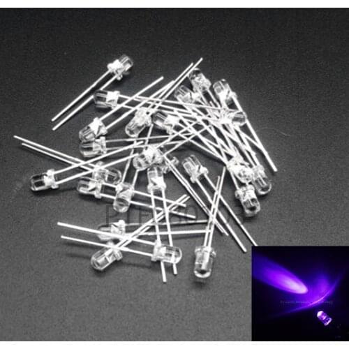 100 pcs Super Heldere 3mm 5mm Ronde UV/Paars Led Emitting Diode F3 F5 LED licht voor DIY lichten