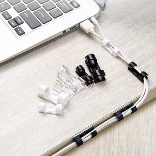 20PCS Cable Organizer Clips ABS Wire Manager Cord Holder USB Charging Data Line Winder Cable Management Desktop Storage Clip