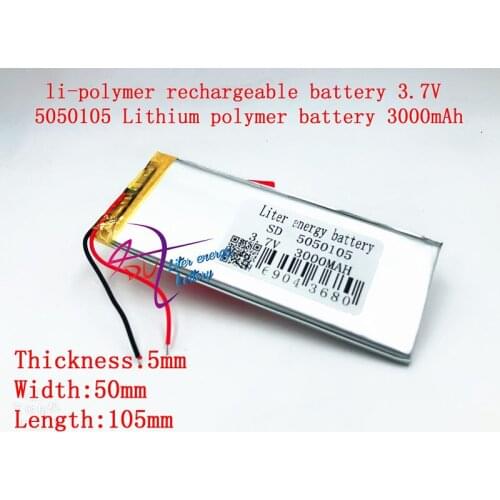 3.7V 3000mAh 5050105 Lithium Polymer Li-Po li ion Rechargeable Battery cells For Mp3 MP4 MP5 GPS