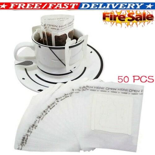 Newest 50Pcs Single Serve Disposable Drip Coffee Filter Bags For Indoor Outdoor Japanese Strainer Hanging Coffee Empty Bag