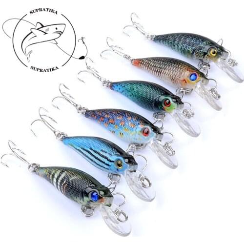 6Pcs/Lot 6.5cm/5g Bionic Sea Fishing Lure 0.3m-0.9m Sinking Leurre Dur Peche Souple Hard Bait Lures VMC Treble 8# Hooks