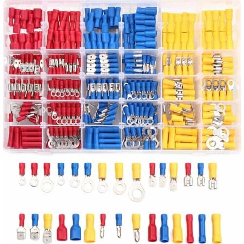 720/480/300Pcs Insulated Cable Connector Electrical Wire Assorted Crimp Spade Butt Ring Fork Set Ring Lugs Rolled Terminals Kit