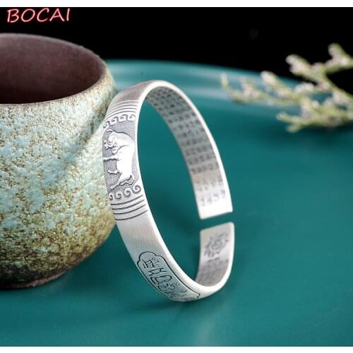 S999 Thai silver made old to turn things around bracelet fashion retro womens inner carved heart bracelet