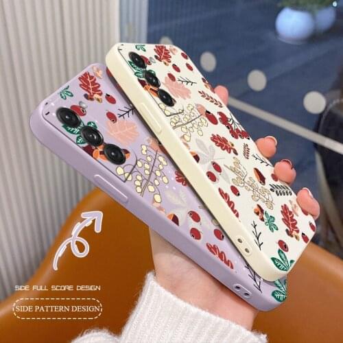 Cherry Chestnut Liquid Case For Samsung Galaxy S21 S20 FE S10 Ultra Plus S10e Note 20 ultra 10 9 Plus Pro Soft Phone Back Cover