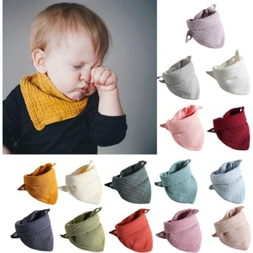 Baby Infant Double Layer Cotton Bib Newborn Solid Color Triangle Scarf Feeding Saliva Towel Bandana Burp Cloth