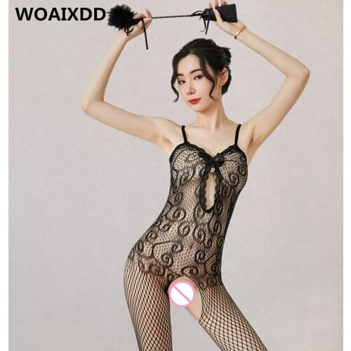 Plus Size Fishnet Porn Erotic Lingerie Transparent Mesh Open Crotch Women Sexy Costumes Teddy BabyDoll Sexy Lingerie Sex Clothes