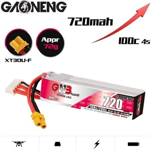 GAOENENG GNB 720mAh 4S 100C 15.2V HV XT30 Plug lithium battery for RC FPV Racing Drone Tinywhoop Frame Kit Tinywhoop Spare Parts