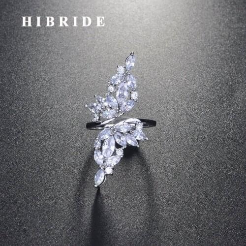 HIBRIDE New Rose Gold Color Adjustable Rings For Women AAA Cubic Zircon Jewelry Wedding Rings Wholesale Price R-253