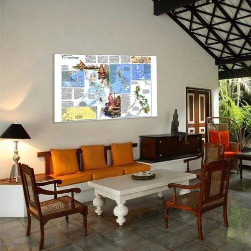 Retro 1986 Philippines Map 150x100cm Non-woven Wall Poster Art Painting Home Decor World Map for Student School Office Supply