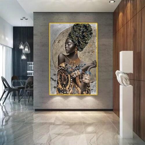 Printable paintings of African women on canvas, black graffiti art prints and posters, frameless paintings, home decoration