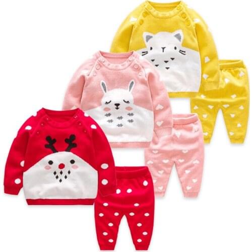 Newborn Infant Sets 2018 New Fashion Christmas Children Clothes Sets for Girls Sweater Tops+Pants Toddler Boys Sets Kids Suit