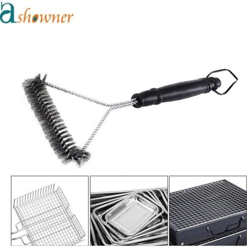 Kitchen Accessories BBQ Grill Barbecue Kit Brush Stainless Steel Cooking Tools Wire Bristles Triangle Cleaning Brushes grill