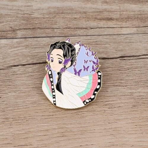 BG1052 Anime Ghost Metal Brooch Butterfly Enamel Pin Bag Clothes Lapel Pin Fan Collection Gift for Kids Friends