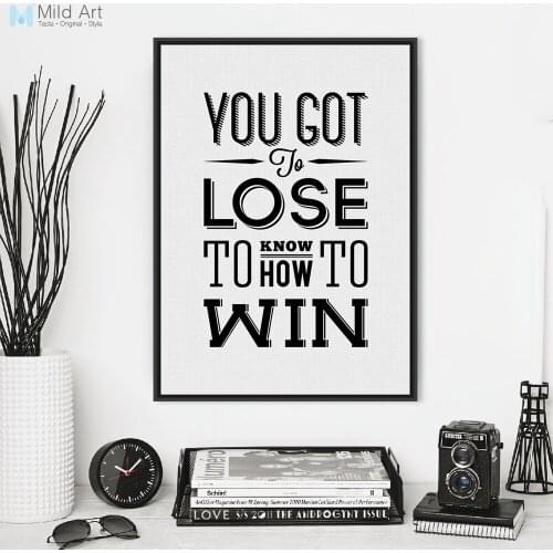 Minimalist Black White Motivational Typography Win Quotes A4 Art Prints Poster Wall Picture Canvas Painting Customd Home Decor