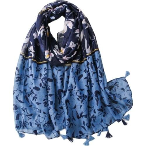2021 New Spain Summer Women Scarf Bohemia Printed Beach Hijab Shawls and Wraps Female Foulard Long Tassel Pashmina Bandana Stole