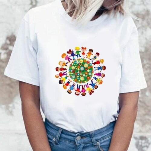Summer New Funny Flower Theme T-shirt Printed Chic Harajuku O-Neck Casual Retro Top Womens Fashion Tees Short Sleeve