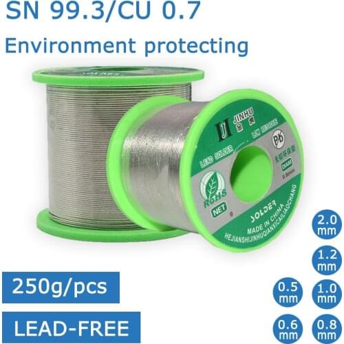 250g/Pcs Lead-Free Solder Wire Tin 0.5/0.6/0.8/1.0/1.2/2.0mm Diameter Sn/99.3 Cu/0.7 Roll Welding Soldering Iron Core
