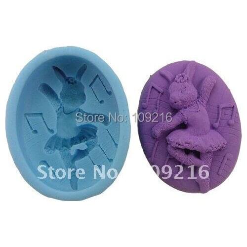 Wholesale!!!1pcs Dancing Rabbit (R0822) Silicone Handmade Soap Mold Crafts DIY Mold